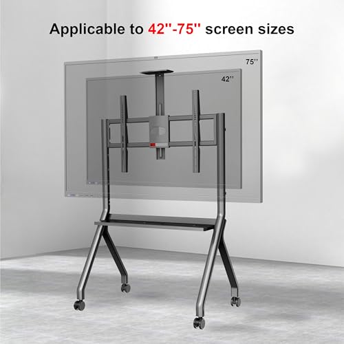 42"-75" Smart Board Stand for Interactive Whiteboard,Mobile Stand for Smart Whiteboard with Lockable Wheels,Smart Board for Classroom Office(Silver)