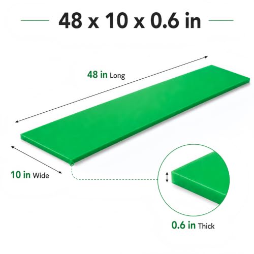 Commercial Cutting Board, 48 x 10 x 0.6 Inches, Green - color: Green, size: 48"L x 10"W