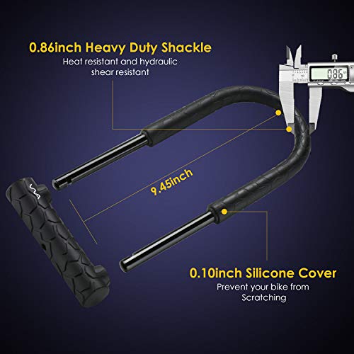 Bike Lock Heavy Duty Anti Theft, Long Shackle Bike U Lock with Keys, 4FT Security Cable and Mounting Bracket for Bicycle, Ebike, Scooter, Commuter Bike - size: long/22