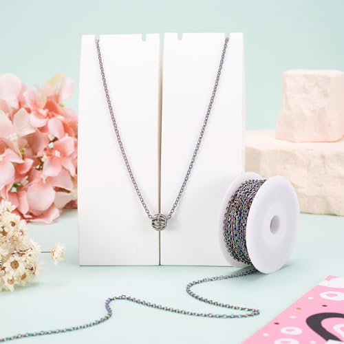 Craftdady 32.8 Feet Stainless Steel Cable Chain Link Multi-Color Unwelded Oval Cross Chain 2.5x2.5mm with Spool for Jewelry Pendant Necklace Bracelet Making - color: Multi-Colors, 10 Meters, 2.5x2.5mm