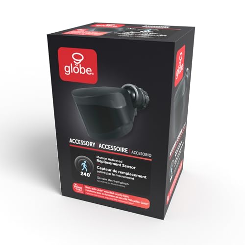 Globe Electric 240° Motion Sensor Replacement, MotionBright 2-Level Lighting, Adjustable SENS Dial, Manual Mode, Black Finish, Outdoor Security Light, 17000184 - color: Black