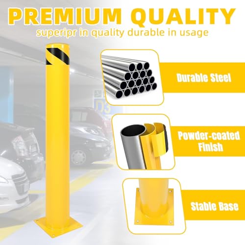 Kojem (2Pcs) 42 inch Steel Safety Bollard Parking Barrier Post Safety - size: 2Pcs