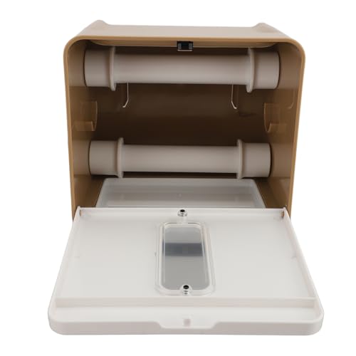 Automatic Paper Towel Dispenser Touchless, Plastic Roll Paper Towel Dispenser with Night Light, 1200mAh Battery, Damp Proof Splashproof, for Kitchen Bathroom Wall Mount (Coffee Color) - color: Coffee Color