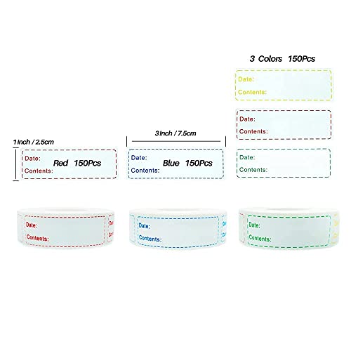 450pcs Smatagee Removable Freezer Labels,1 x 3 Inch Food Storage Stickers,Self-Adhesive Date Labels-Waterproof Oil-Resistant Easy Clean Leaves no Residue,4 Color Labels 3 Rolls - color: 450pcs-3rolls