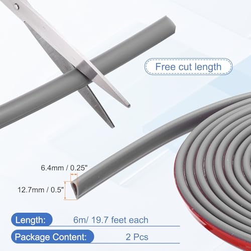uxcell Weather Stripping Silicone Self-Adhesive Grey 19.6 ft 2Pcs - color: Gray, size: 19.6 ft