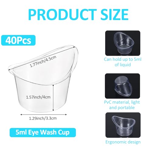 40Pcs Eye Wash Cup Eye Flush Cleaning Cup 5ml Disposable Eyewash Cups