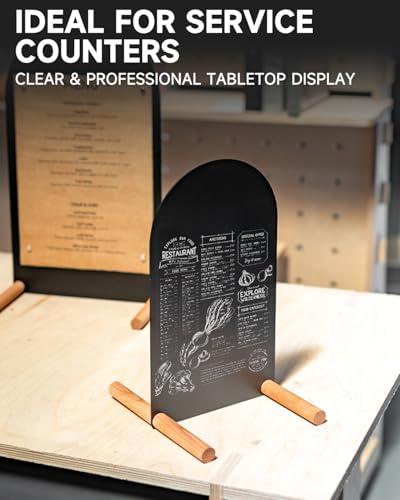 Tabletop Menu Display Stand with Writable Board and Magnetic Holders - size: A5 Vertical (12.2 × 6.7 in)