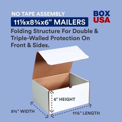 BOX USA Small Shipping Boxes 11.125"L x 8.75"W x 6"H, 50-Pack | Foldable Corrugated Cardboard Crush-Proof Box for Shipping, Packing, Moving and Storage - size: 11 1/8 x 8 3/4 x 6