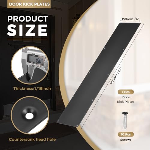 uxcell Door Kick Plate,6 x 30 Inches Kick Plate Door Plate,Black-1 Pack - color: Black, size: 6 x 30 Inch