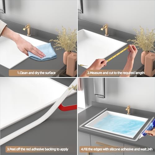78” White Shower Threshold Water Dam Stopper for Dry Wet Separation - color: White, size: 78inch