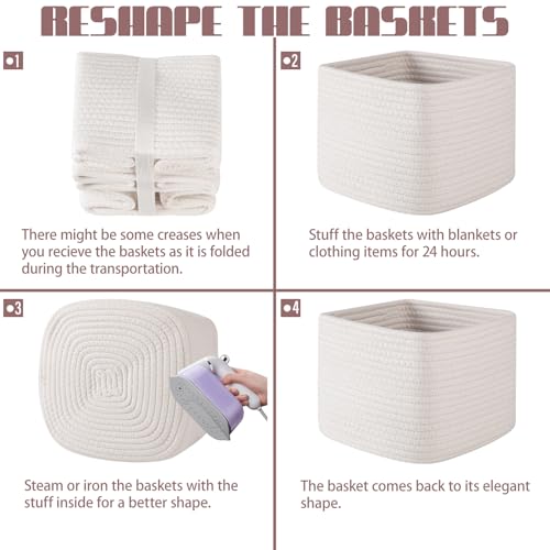 OIAHOMY 3 PACK Cube Storage Bins Storage Baskets Shelf Bins White - color: White