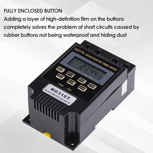 KG316T Digital Programmable Timer Switch, Microcomputer Power Relay Controller with LCD Display, 25A 110V AC, 10 On/Off Programs 1min-168h Timing for Lights Fans Motors Appliances