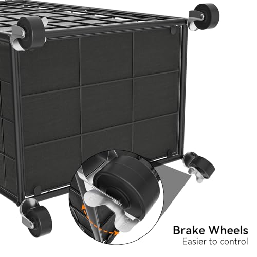 WOWLIVE Rolling Laundry Basket, Metal Wire Frame Laundry Hamper with Wheels - color: Black, size: 100l