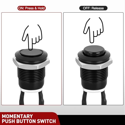 Nilight 12mm Momentary Push Button Switch 6PCS with Pre Wired Harness - color: 6PCS 12mm Momentary Switch