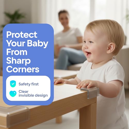 12-Pack Baby Proofing Corner Protectors, Pre-Taped, PVP, Clear - color: Clear, size: 12corners