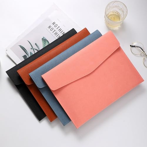 VANRA 1 Piece PU Leather Envelope File Folders Holder A4 Paper Organizer - color: Pink