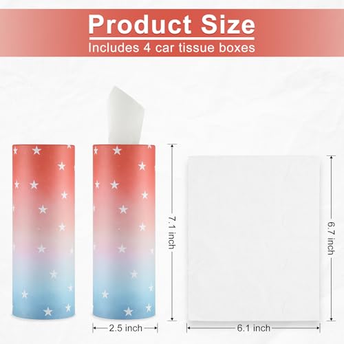 SINGARO Car Tissue Holder, 4 Pack Car Cup Holder Facial Tissues with Travel Tissue Bag, Quick and Convenient Flower Combination Box(4 Canisters/200 Tissues) American Flag - color: American flag