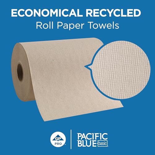 Pacific Blue Basic by Georgia-Pacific PRO Recycled Hardwound Paper Towel Rolls, Brown, 350 Feet Per Roll, 12 Rolls Per Case, 26401 - style: 12 Rolls