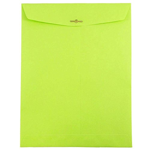 JAM PAPER 9 x 12 Colored Envelopes with Clasp Closure - Ultra Lime Green - 25/Pack - color: Ultra Lime Green, size: Pack of 25