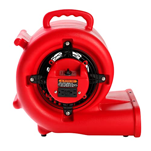 Mounto 1/3hp Air Mover 2000cfm Carpet Dryer Blower Floor Drying Fan - 3-Speed Air Mover w/Dual GFCI Outlet, 25ft Power Cord for Drying, Cooling, Air Circulation (Red) - color: Red