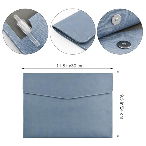 VANRA 1 Piece PU Leather Envelope File Folders A4 Paper Document Filing Envelope Document Organizer Leather Portfolio Folder Holder with Magnetic Closure (Blue) - color: Blue