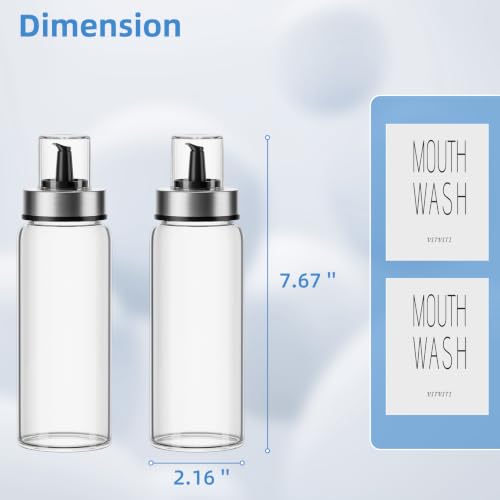 VITVITI Glass Mouthwash Dispenser for Bathroom, Small Container Bottle, 2P - color: 1 clear small