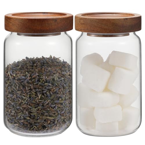 Small Glass Jar with Lids Mini Glass Bottle Glass Storage Canister Borosilicate Glass Containers for Spice Ground Nut Pasta Sugar Candy Tea (6.7oz(200ml)-2 PACK - color: 6.7oz(200ml)-2 PACK