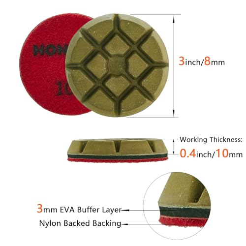 3" x 10mm Diamond Polishing Pads, 100 Grit, 3-Pack Resin Bond - style: 100 Grit