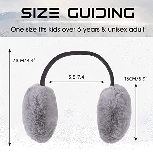 Peecabe Winter Women Earmuffs Faux Fur Unisex Ear muffs Foldable Ear Cover - color: Dark Grey