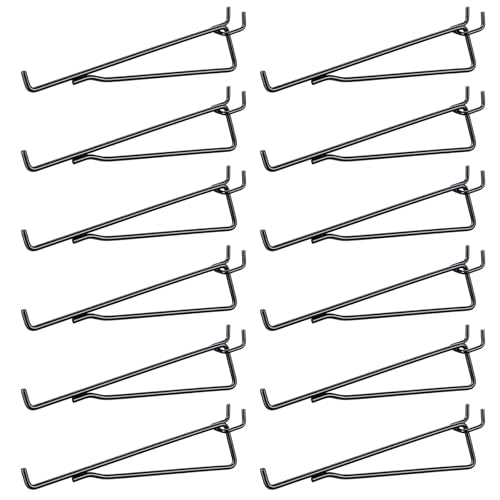 12 Pcs 8" Pegboard Shelf Hooks, 1/4" Peg Board Organizer Accessory Fits 1/4 Black Pegboard Organizer Accessories for Workbench, Garage, Craft Room, Retail Shop
