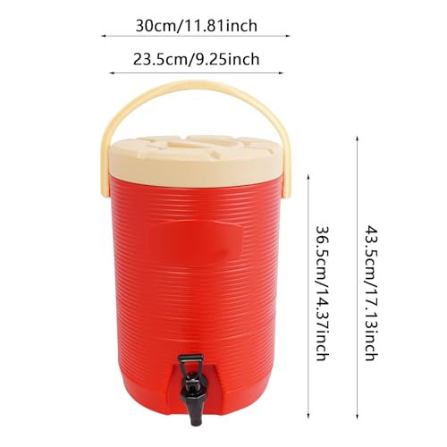 Stainless Steel Beverage Dispenser Insulated Container with Faucet Cooler with Drink Dispensers Cold and Hot Drink Dispenser for Milk Tea, Juice, Coffee 4.49 Gal Capacity (Red) - color: Red, size: 17L