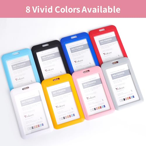 Teskyer 3 Pack Sliding ID Badge Holder, Vertical, Pink - color: Pink