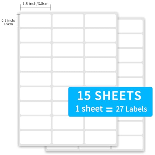 0.6×1.5 Inch Removable Blank Freezer Labels,Water/Oil/Tear Resistant/Ink Won't Smudge No Residue (405 pcs,1 Bag) - size: 0.6×1.5 inch