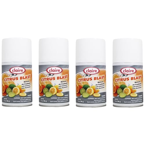 Claire CL112 Citrus Splash Metered Air Freshener Aerosol Can, 7 Ounce (4 Pack)