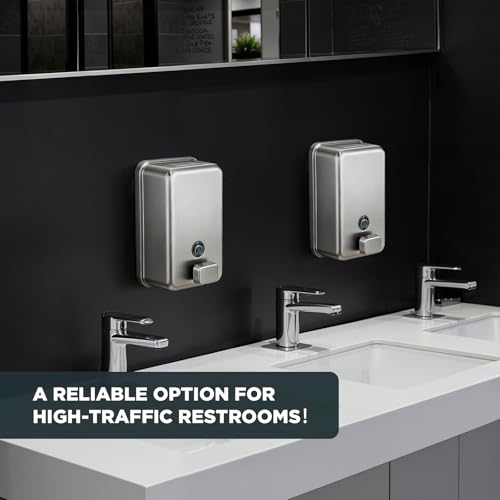 Gorlary Commercial Soap Dispenser Wall Mount, 37 fl oz, Silver