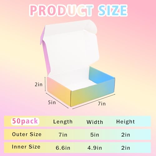 Shipping Boxes Small 7x5x2", 50 Pack Colorful Corrugated Cardboard Boxes, Mailer Boxes for Small Business Mailing Packaging - color: Colorful, size: 7x5x2 50 Pack