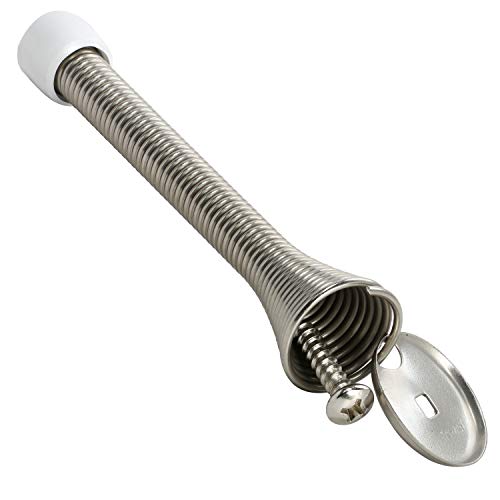 10 Pack Rok Hardware 3-3/4" (95mm) Longer Version Flexi Spring Heavy Duty Wall Door Stop Bumper ROKDS2BN, Brushed Nickel - color: Brushed Nickel, size: 10 Pack