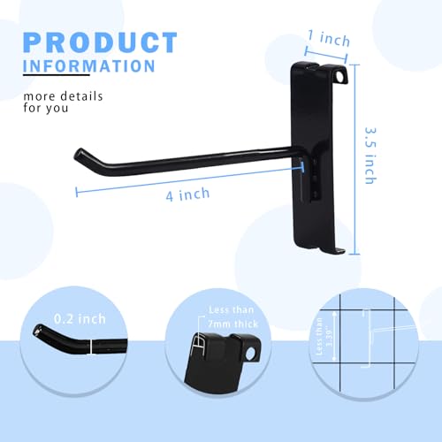 Gridwall Hooks 4 Inch, 100PC Heavy Duty Black Display Hooks for Grid Wall Panels, Grid Wall Accessory for Retail Store, Home Stroage, Garage, Trade Show - size: 4'' 100Pcs