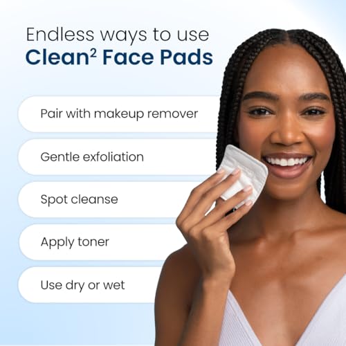 Clean Skin Club Original Clean Towels XL & Clean² Face Pads Bundle, 50 Ct Disposable Face Towels + 60 Ct Dual-Sided Cotton Pads, USDA Biobased Makeup Remover & Skincare Set, Eczema Assn Accepted