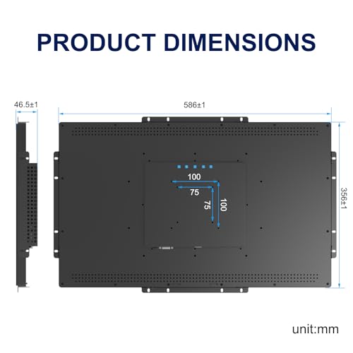 Industrial Open Frame Touch Monitor 23.8 Inch Multi-Touch Screen Display, 1920x1080 Resolution with VESA Mount & Open Bracket Installation, Vending and Digital Signage, 7x24h Work - size: 23.8