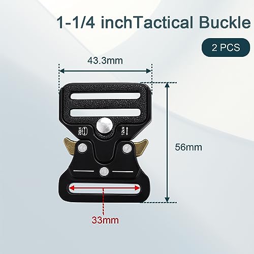 CooBigo 1-1/4" 2 Pack Heavy Duty Tactical Belt Buckle, Metal Tactical Buckle Quick Release Clip Strap Clasp for Dog Collar Hardware Harness Vest Backpack Clip Replacement - color: C: 1-1/4" Black 2pcs