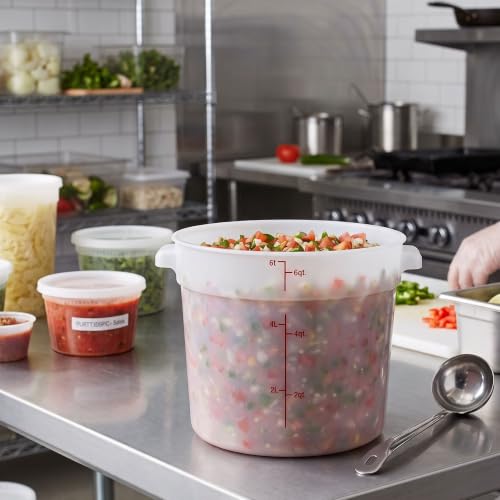 TrueCraftware- 6 Quart Round Food Storage Container Translucent Polypropylene- Commercial Reusable Food Container Canister with Measurement Markings for Meal Prep Pantry Kitchen - color: 6 Quart