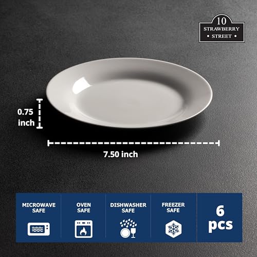 10 Strawberry Street Simply White 7.5" Round Salad Plate, Set of 6 - size: Salad Plate, style: Round