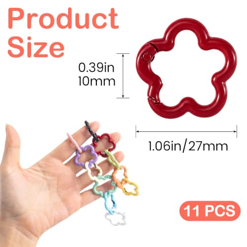 HINZIC Metal Spring O Rings, Round Colorful Keychain Snap Clip - color: Multicolor 11pcs