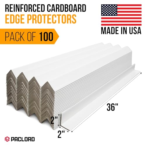 36" x 2" x 2" Reinforced Cardboard Edge Protectors, Pack of 100 - color: Thickness: 0.16", size: Pack of 100