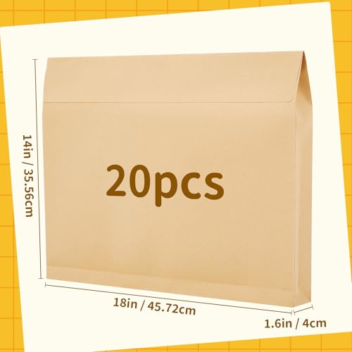 Fullhawl 20 Pcs 14 x 18 x 1.6 Inch Large Expandable Catalog Envelopes Manilla Kraft Peel and Seal Envelopes Light Large Mailing for Office Home Documents Magazines Photos Storage Organizing(Brown) - color: Brown, size: 14 x 18 x 1.6 Inch