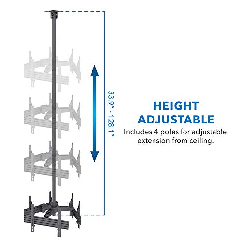 Mount-It! Triple TV Ceiling Mount, 3-Screen Commercial Bracket, 32-65" - style: Triple