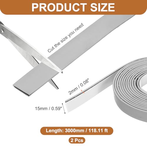 2PCS Smoke Fire Seal Strip 9.8Ft 15mm/0.59" Wx 2mm/0.08" T Grey - color: Gray, size: 9.8FT x 15mm / 0.59" W x 2mm / 0.08" T