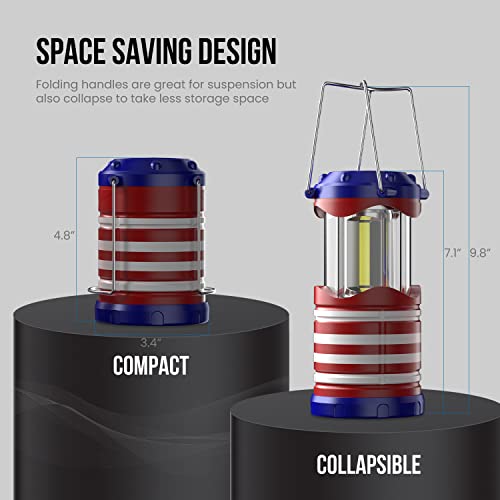 Lichamp LED Camping Lantern, 4 Pack Battery Powered Flashlight for Power Outages, Portable Collapsible Hanging Light Essential for Home, Outdoor, Emergency Lamp Survival Kit Gear for Hurricane, I4AF - color: Red+White+Blue