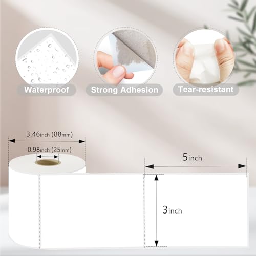3 X 5 Inch Rectangle Sticker White Moving Labels for Boxes, 300PCS Waterproof Removable White Labels Stickers to Write on for Bar-Codes, Address, Small Business Labeling, Inventory - color: White